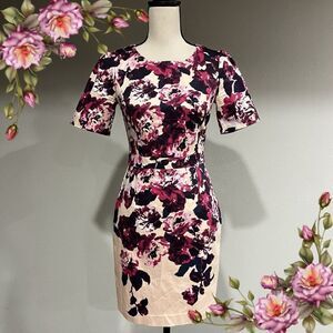 YuLinGe Shift Dress Women Purple Floral Print Party New Year Cocktail